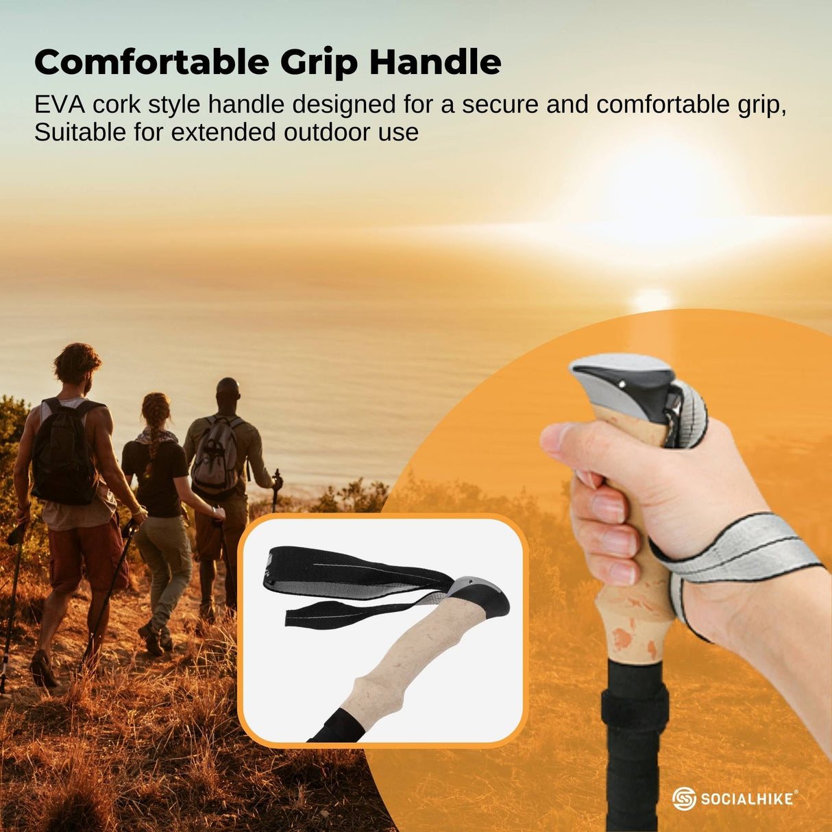 Social Hike Trekking Poles Set of 2 Adjustable Lightweight Hiking Walking Sticks
