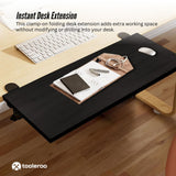 Tooleroo Folding Tray Desk Extender - Clamp-On Table Extension Shelf Black
