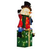 Christabelle 85cm Christmas Snowman On Presents Display with Lights