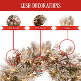 Christabelle 61cm Snowy Christmas Wreath Bedford with LED Lights Front Door Decoration Ornament