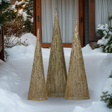 Christabelle Pre-lit Gold Cone Christmas Trees Set Of 3 Warm White Led Lights
