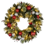 Christabelle 61cm Pre-lit Christmas Wreath Jingle Bells Battery-operated Baubles