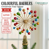 Christabelle Christmas Tree Topper Glittery Baubles Gold Decoration Ornaments