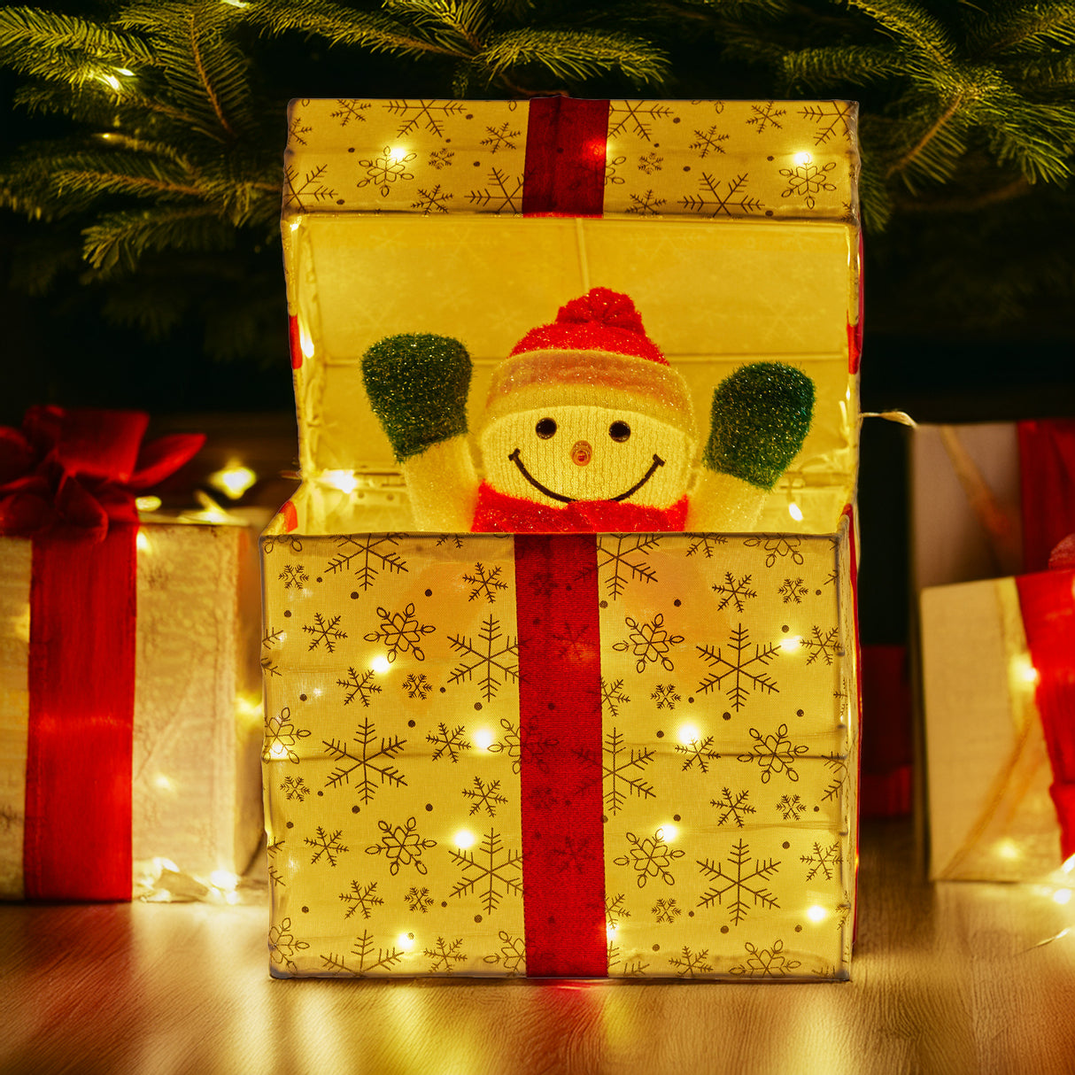 Christabelle Animated Snowman Gift Box Led Christmas Tree Decoration Ornaments