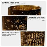 Christabelle Christmas Candle Jar Set Of 3 Black And Gold Holiday Candle Holders