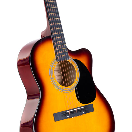 Karrera Sunburst acoustic cutaway guitar.