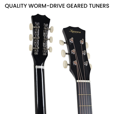Black cutaway acoustic guitar.