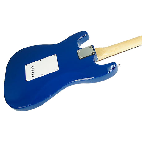Blue electric guitar.