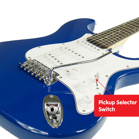 Blue electric guitar.