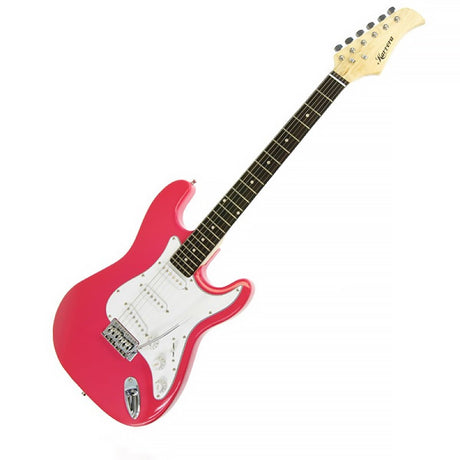 Pink electric guitar.
