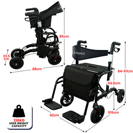 Orthonica black aluminium foldable mobility.