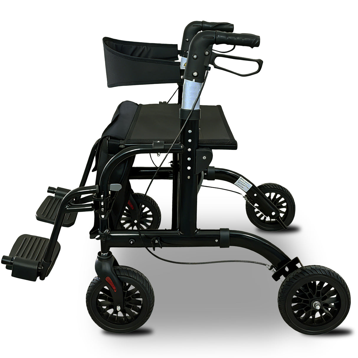 Orthonica Aluminium 2-in-1 Rollator Wheelchair with Foldable Frame – Black & Silver