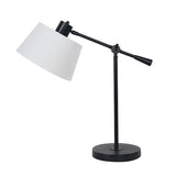 Black adjustable metal table lamp.