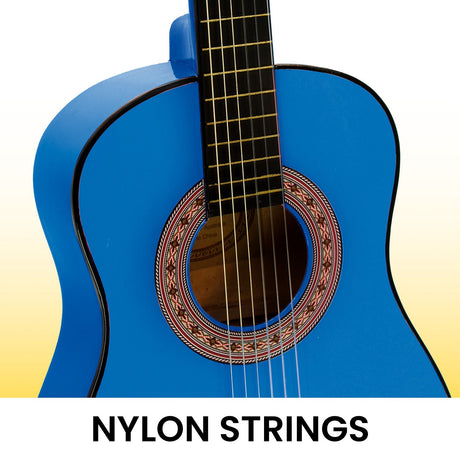 Blue cut guitar, supplied with a carry bag.
