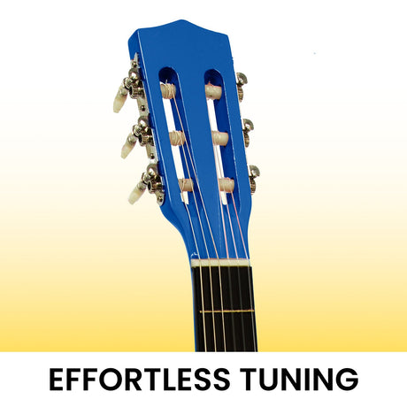Blue cut guitar, supplied with a carry bag.
