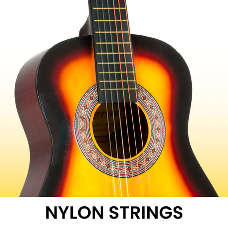Wooden childrens guitar, supplied with a carry bag.