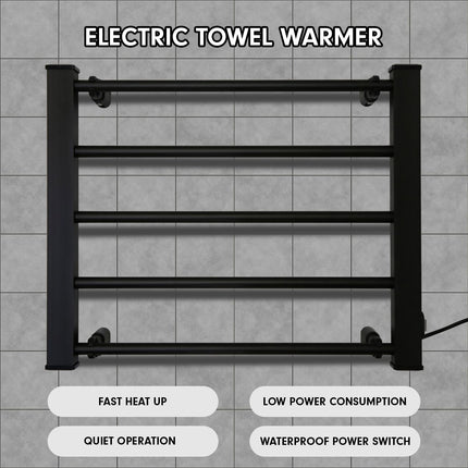 Pronti Heated Towel Rack Electric Bathroom Towel Rails Warmer Ev-90 -black