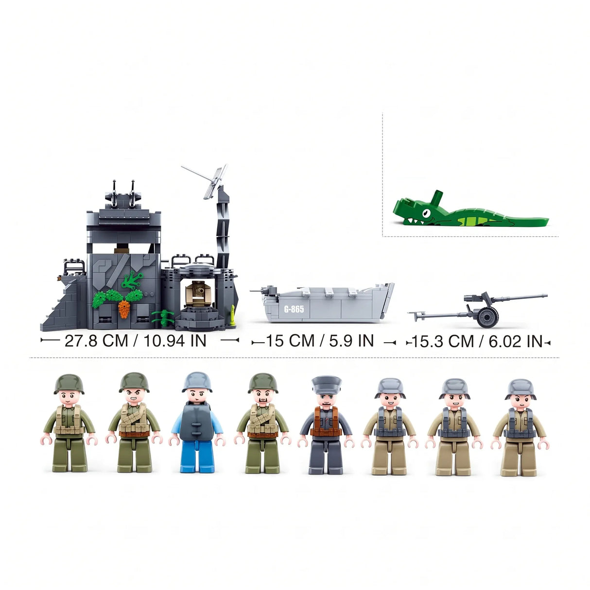 Sluban B0861 Model Kit WWII Atlantic Wall Coastal Bunker Defense Normandy DDay Military Base Outpost Army DIY Set Toy