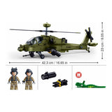 Sluban B1536 Model Kit 1:44 AH-64D Apache Attack Helicopter Chopper Gunship Army Military Air Force Blocks DIY Set Toy