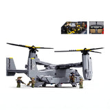 Sluban B1537 Model Kit 1:44 MV-22 Osprey Tiltrotor Helicopter Plane Military Air Force Building Blocks DIY Set Toy