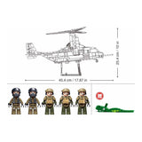 Sluban B1537 Model Kit 1:44 MV-22 Osprey Tiltrotor Helicopter Plane Military Air Force Building Blocks DIY Set Toy