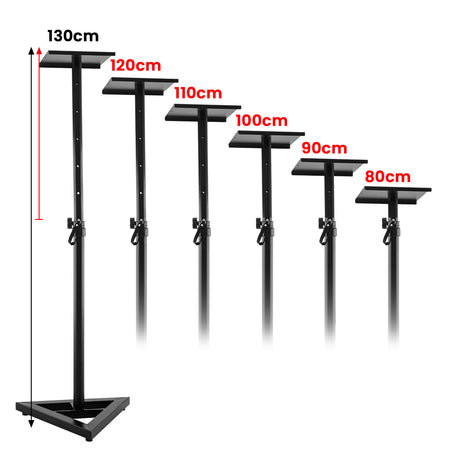 Karrera black adjustable floor speaker stand.