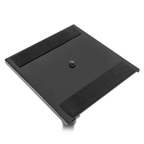 Karrera black adjustable floor speaker stand.