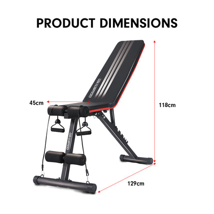 Powertrain Adjustable Incline Decline Exercise Bench Resistance Bands