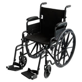Orthonica New Steel Wheelchair In Black Foldable Lightweight Disability Aid Portable Heavy-duty 24-inch Adjustable Footrest Steel Frame