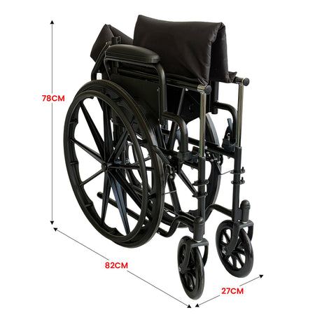 Black steel foldable mobility, lightweight.