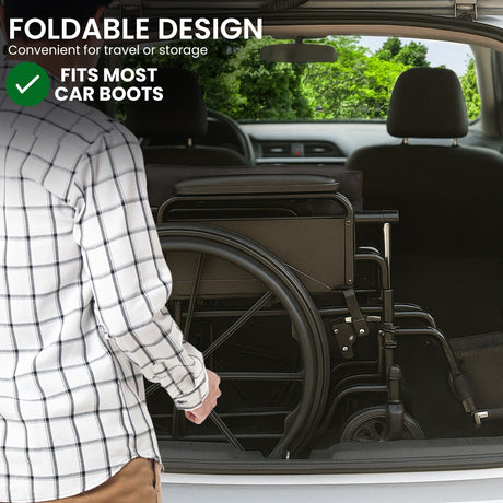 Black steel foldable mobility, lightweight.