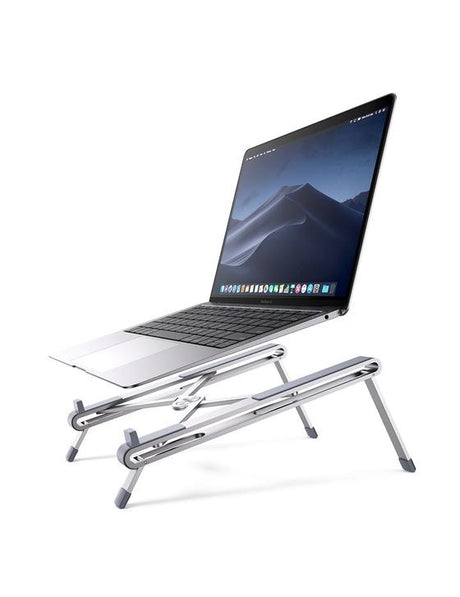 Foldable laptop stand, height adjustable.