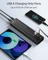 Acasis DS-516PB 16-Port USB 3.2 Gen1 5Gbps 60W + On-Off Switch 4xUSB3.2 5Gbps, 10xUSB-A2.0, 2xUSB-C. 1xDC for Power.