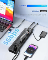 Acasis DS-516PB 16-Port USB 3.2 Gen1 5Gbps 60W + On-Off Switch 4xUSB3.2 5Gbps, 10xUSB-A2.0, 2xUSB-C. 1xDC for Power.