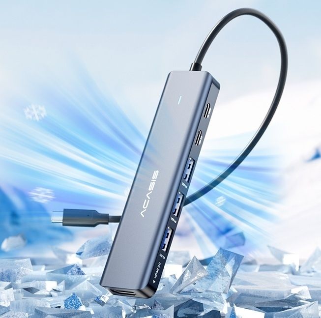 ACASIS DS9901 6-in-1 USB-C Hub: 4K HDMI, 3x USB-A 3.0, USB-C x 1 100W PD x 1
