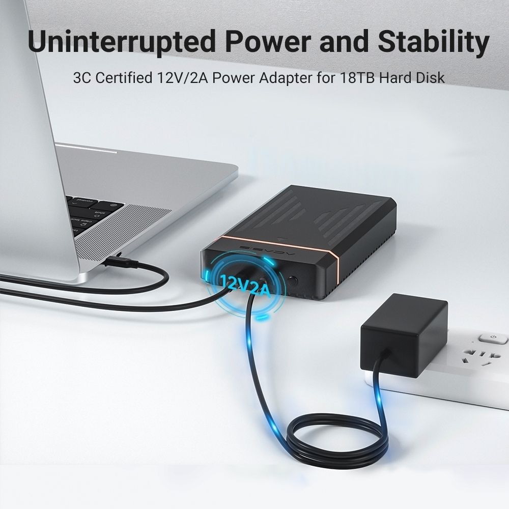 ACASIS EC-5351C 3.5" SATA HDD Protocols Enclosure - USB3.2 Gen1 5Gbps Max 30TB with AC Power Supply