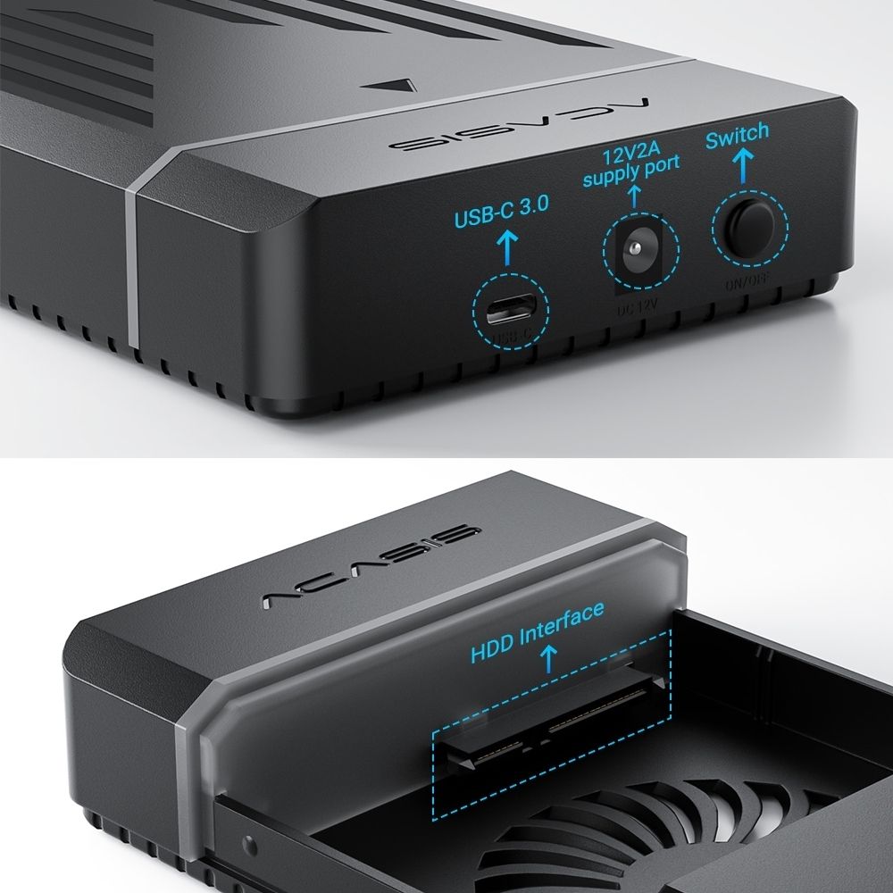 ACASIS EC-5351C 3.5" SATA HDD Protocols Enclosure - USB3.2 Gen1 5Gbps Max 30TB with AC Power Supply