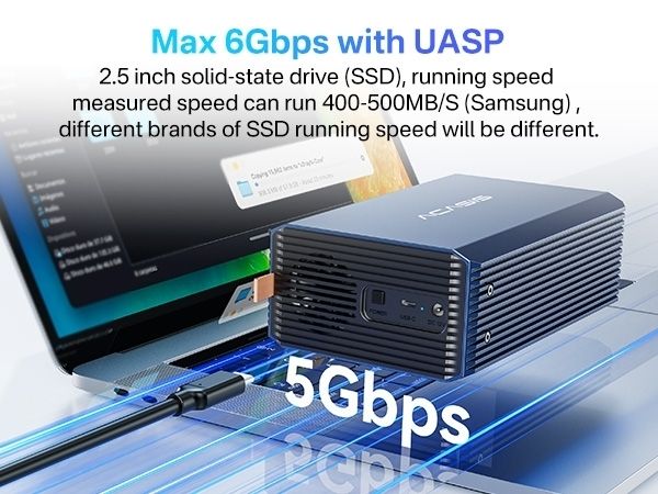 ACASIS EC-7352 Dual bays 2.5/3.5" RAID USB3.2 Gen1 5Gbps hard drive dock Max 60TB