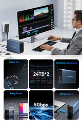 ACASIS EC-7352 Dual bays 2.5/3.5" RAID USB3.2 Gen1 5Gbps hard drive dock Max 60TB