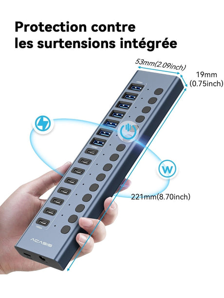 ACASIS HB16PRO 16-port USB 3.2 docking hub, 8 x USB-A + 8 x USB-C.