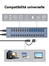 ACASIS HB16PRO 16-Port USB 3.2 10Gbps 12V/8A Powered 8 x USB-A + 8 x USB-C Docking Hub for PC & Laptop