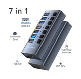 Acasis HS-707MG-10G 7-in-1 USB 3.2 Gen2 10Gbps Docking Hub w AC for PC Laptop.