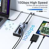 Acasis HS-707MG-10G 7-in-1 USB 3.2 Gen2 10Gbps Docking Hub w AC for PC Laptop.