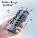 Acasis HS-707MG-10G 7-in-1 USB 3.2 Gen2 10Gbps Docking Hub w AC for PC Laptop.