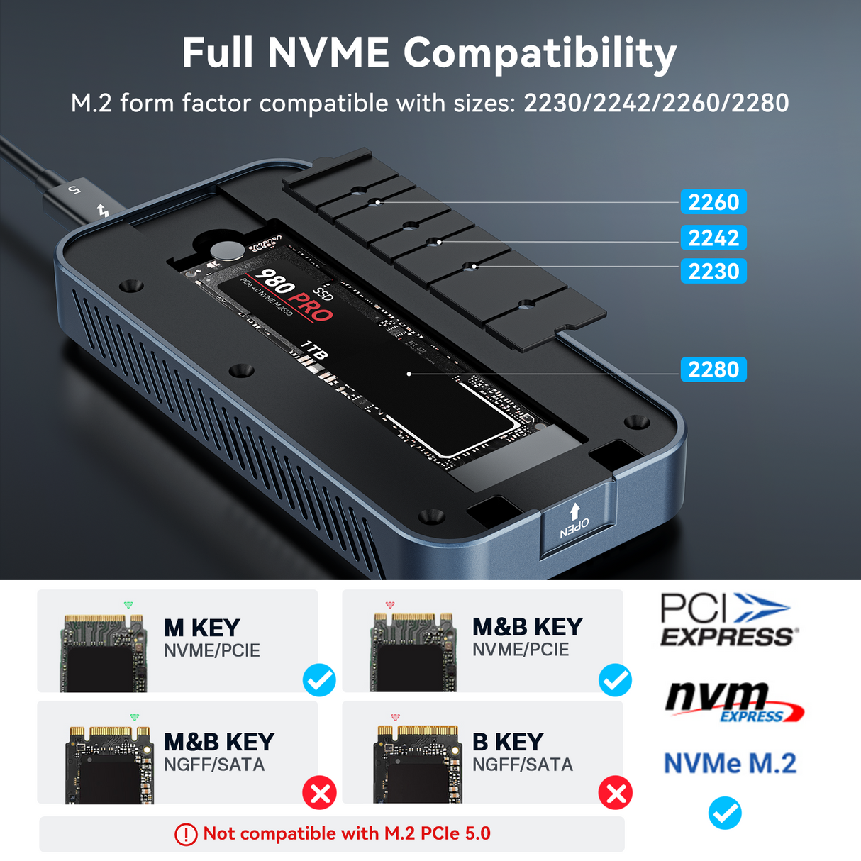 ACASIS TB501PRO USB4 v2 80Gbps M.2 NVMe SSD Enclosure Thunderbolt 5/4/3 6,000MB/s PCIe Gen5 Ready Active Cooling Fan