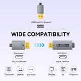 BENFEI 000419GY 8K DisplayPort V1.4 to HDMI V2.1 Aluminum Shell, Nylon Braided Cable 1.8M