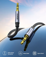 BENFEI 000427GY-2M 3.5mm TRRS Male to Male Audio Cable, 4-Pole Stereo Mic Aux Cable, Nylon Braided Headphone Jack Cord