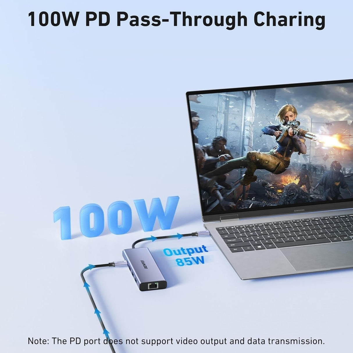 BENFEI 000495GY 10-in-1 USB C Hub 4K HDMI + RJ45 + 100W PD + USB-C + USB x 4 +TF/SD Reader