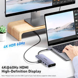 BENFEI 000495GY 10-in-1 USB C Hub 4K HDMI + RJ45 + 100W PD + USB-C + USB x 4 +TF/SD Reader