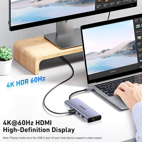 Benfei 000495GY 10-in-1 USB C Hub 4K Hdmi + RJ45 + 100W PD + USB-C + USB x 4 +TF/SD Reader.